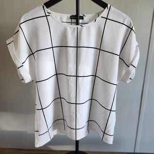 SHEIN Black and White Checkered Blouse